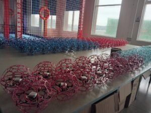 Drone soccer balls prepared for competition